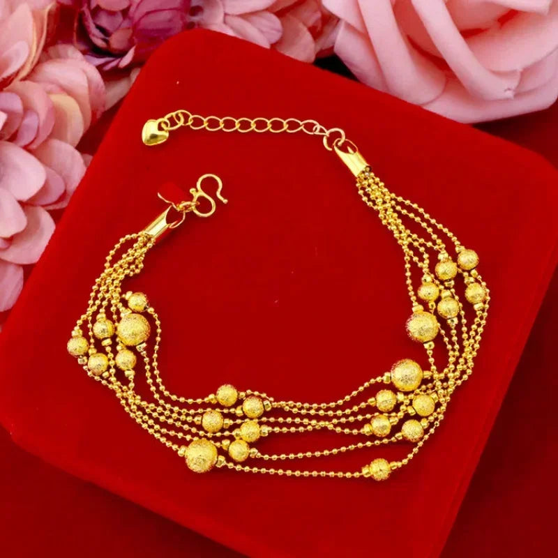 9999 Gold Bracelet Women's 24 K Genuine Gold Bracelet Bracelet Gold Bracelet Women's Adjustable Versatile Gifts