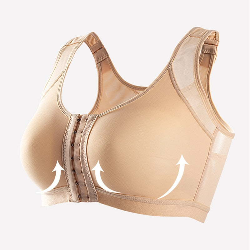 3PCS Front Closure Posture Corrector Lift Up Bra Women Push Up Cross Back Underwear Shockproof Sports Support Fitness Vest Bras