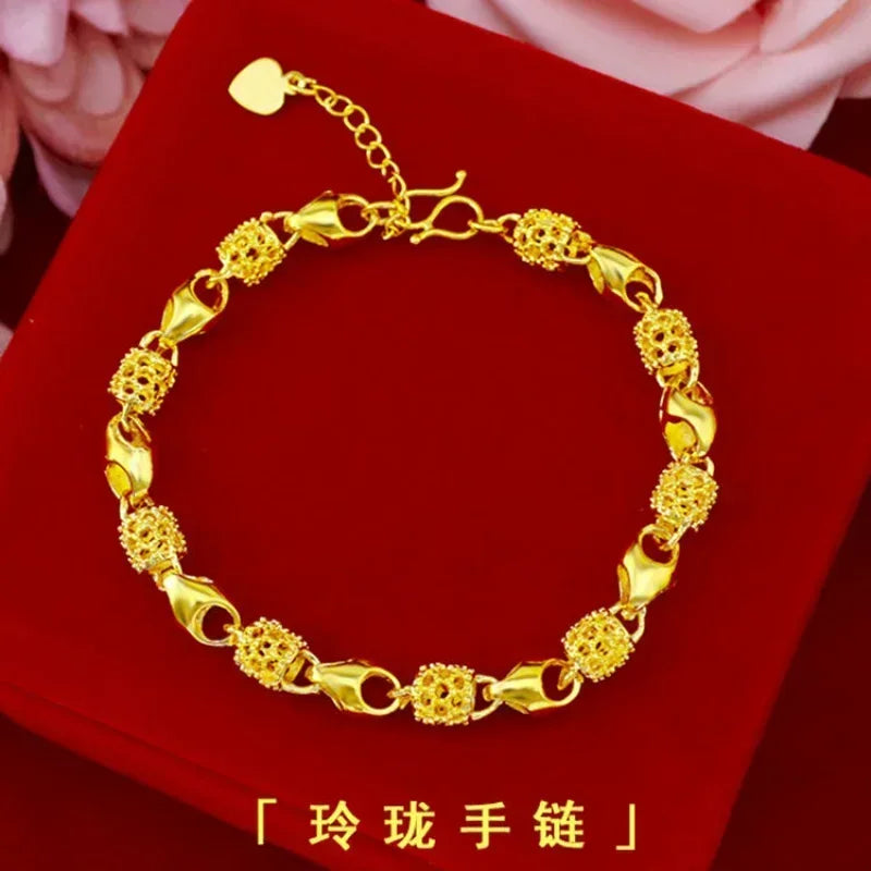 9999 Gold Bracelet Women's 24 K Genuine Gold Bracelet Bracelet Gold Bracelet Women's Adjustable Versatile Gifts